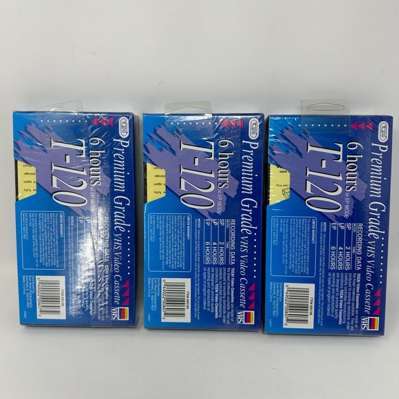 NEW Lot of 3 Tozai Premium Grade T-120 6 Hour Blank VHS Video Tape Sealed B6 - Picture 3 of 4